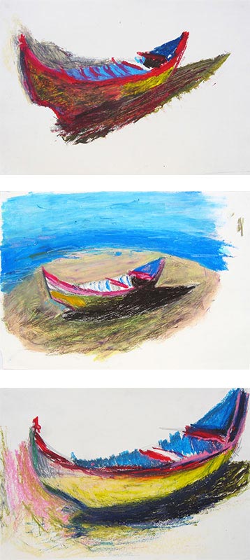 2006 Portugal -les barques- (pastel gras sur papier 42x27cm)